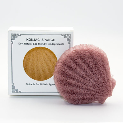 Black Natural Konjac Fiber Sponge Cosmetic Shell Shaped Face Wash Puff